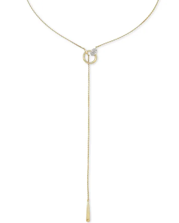 Tegan 14K Yellow Gold Y Necklace In White Diamond^Kendra Scott Sale