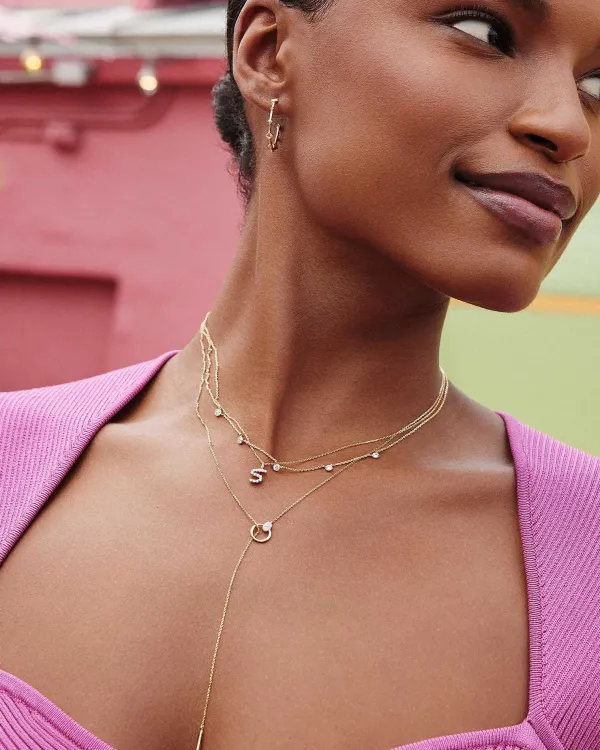 Tegan 14K Yellow Gold Y Necklace In White Diamond^Kendra Scott Sale