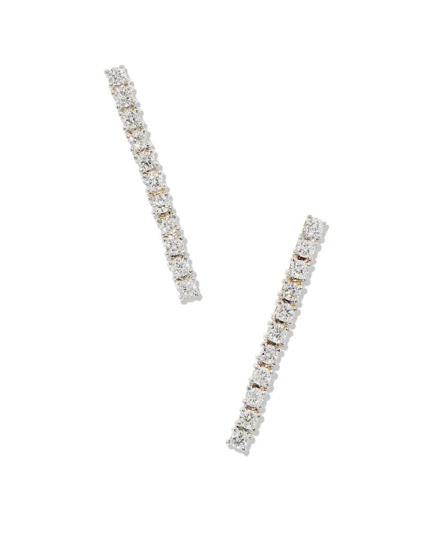 Tennis 14K Yellow Gold Linear Earrings In White Diamond^Kendra Scott Cheap