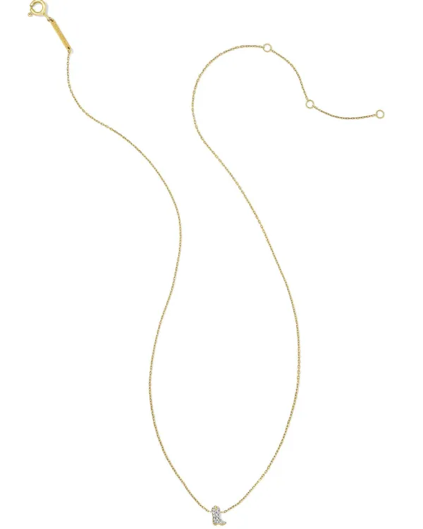 Tiny Cowboy Boot 14K Yellow Gold Pendant Necklace In White Diamond^Kendra Scott Fashion