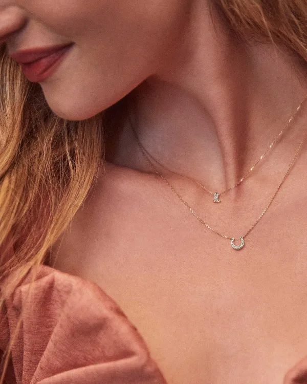 Tiny Cowboy Boot 14K Yellow Gold Pendant Necklace In White Diamond^Kendra Scott Fashion