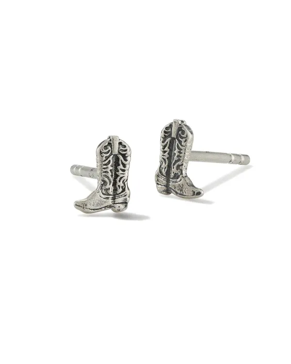 Tiny Cowboy Boot Stud Earrings In Oxidized Sterling Silver^Kendra Scott Flash Sale