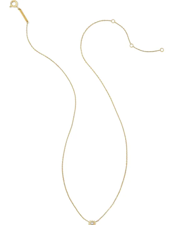Tiny Flower 14K Yellow Gold Pendant Necklace In White Diamond^Kendra Scott Cheap