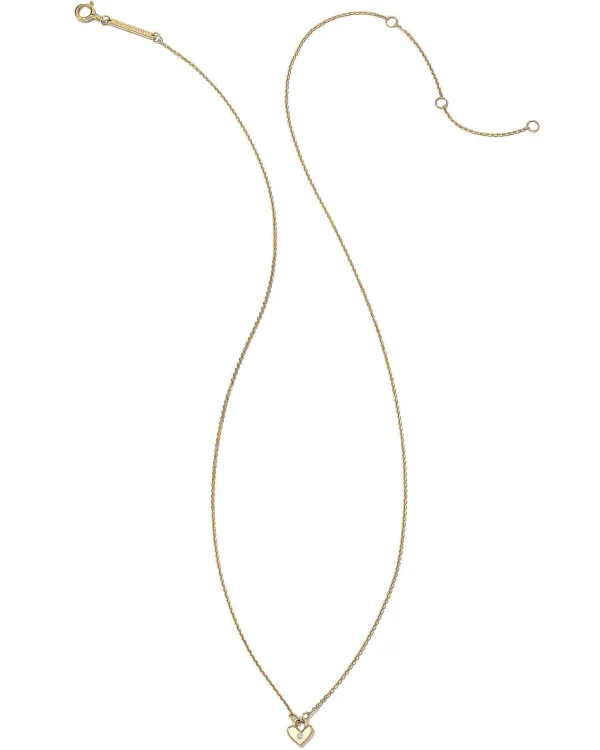 Tiny Heart Padlock 14K Yellow Gold Pendant Necklace In White Diamond^Kendra Scott Flash Sale