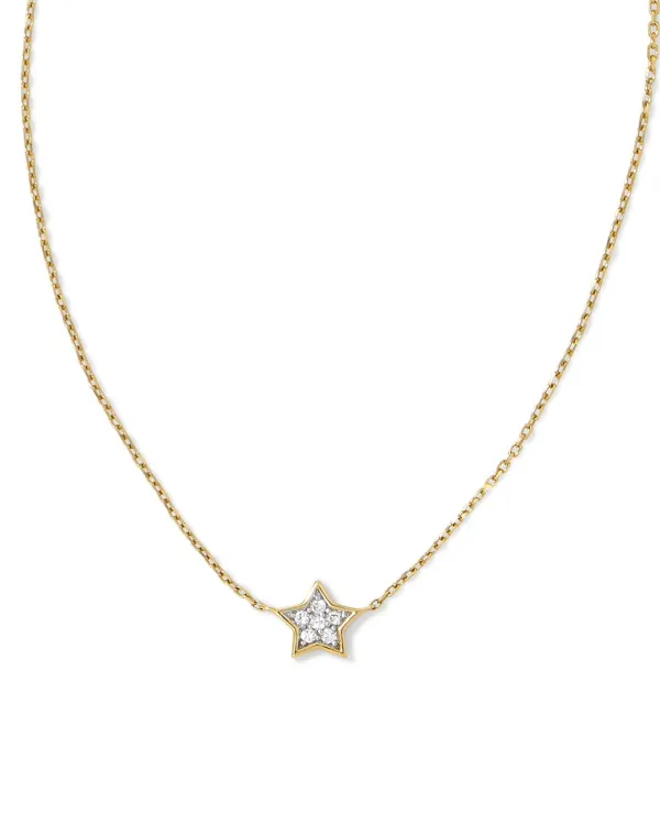 Tiny Star 14K Yellow Gold Pendant Necklace In White Diamond^Kendra Scott Online