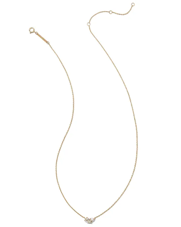Toi Et Moi 14K Yellow Gold Pendant Necklace In White Sapphire And White Pearl^Kendra Scott New