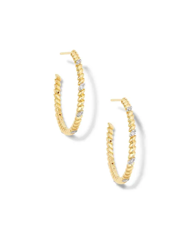Tyler 14K Yellow Gold Hoop Earrings In White Diamond^Kendra Scott Cheap